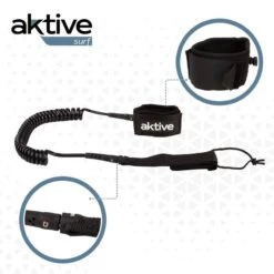 AKTIVE Leash Paddle Surf Spiral, Double Goujon Pivotant, Néoprène, 305 Cm, Noir -Magasin De Matériel De Surf aktive leash paddle surf spiral double goujon pivotant neoprene 305 cm noir 3