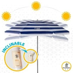 AKTIVE - Parasol Plage Avec Protection UV50, Anti-Vent, Ø 180 Cm -Magasin De Matériel De Surf aktive parasol plage avec protection uv50 anti vent o 180 cm 4
