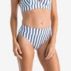 BAS DE MAILLOT DE BAIN DE SURF FEMME TAILLE HAUTE GAINANTE NORA MARIN BLANC GRIS -Magasin De Matériel De Surf bas de maillot de bain de surf femme taille haute gainante nora marin blanc gris