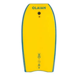 Bodyboard 100 Bleu Jaune Avec Leash Poignet -Magasin De Matériel De Surf bodyboard 100 bleu jaune avec leash poignet 3