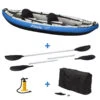 Canoë Kayak Gonflable Bleu 1 à 2 Places + Pagaie + Sac Transport + Pompe Double -Magasin De Matériel De Surf canoe kayak gonflable bleu 1 a 2 places pagaie sac transport pompe double