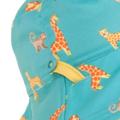 Chapeau Anti UV Bébé Réversible Jaune Et Bleu Imprimé SAVANE -Magasin De Matériel De Surf chapeau anti uv bebe reversible jaune et bleu imprime savane 6