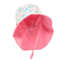 Chapeau Anti UV Bébé Réversible Rose Clair Et Imprimé Fleurs -Magasin De Matériel De Surf chapeau anti uv bebe reversible rose clair et imprime fleurs 2