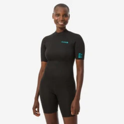 Combinaison Surf Shorty 100 Néoprène 1,5mm Femme Noire -Magasin De Matériel De Surf combinaison surf shorty 100 neoprene 15mm femme noire 1