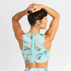 Haut De Maillot De Bain Brassière Femme - Carla Leoplant Turquoise -Magasin De Matériel De Surf haut de maillot de bain brassiere femme carla leoplant turquoise 1