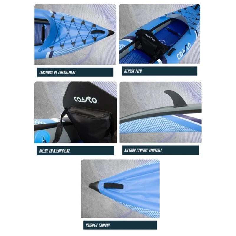 Kayak Gonflable Lotus 2 Places - Max 120kg - 310x85cm (10'2x33") - Bleu 4 Kayak Gonflable Lotus 2 Places - Max 120kg - 310x85cm (10'2x33") - Bleu – Image 2