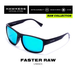 HAWKERS Lunettes De Soleil Pour Homme Et Femme POLARIZED BLACK EMERALD - FASTER Raw -Magasin De Matériel De Surf lunettes de soleil pour homme et femme polarized black emerald faster raw 1