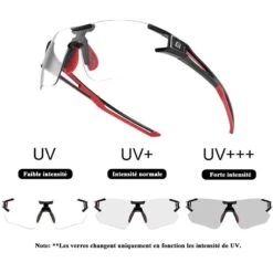 ROCKBROS Lunettes Photochromiques De Vélo 10125 Anti-uv400 - Noir Et Rouge -Magasin De Matériel De Surf lunettes photochromiques de velo 10125 anti uv400 noir et rouge 2