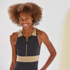 MAILLOT DE BAIN 1 PIECE CALYSTA FILLE 900 NOIR OR -Magasin De Matériel De Surf maillot de bain 1 piece calysta fille 900 noir or 2