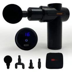 Masseur électrique De Puissance En Noir - 32 Niveaux, 4 Têtes De Massage, USB-C