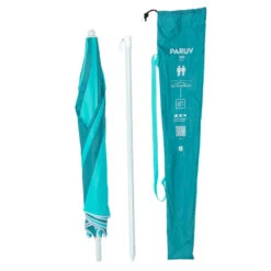 Decathlon PARASOL DE PLAGE PARUV 160 UPF 50+ 2 PLACES - Bleu Vert -Magasin De Matériel De Surf parasol de plage paruv 160 upf 50 2 places bleu vert 5