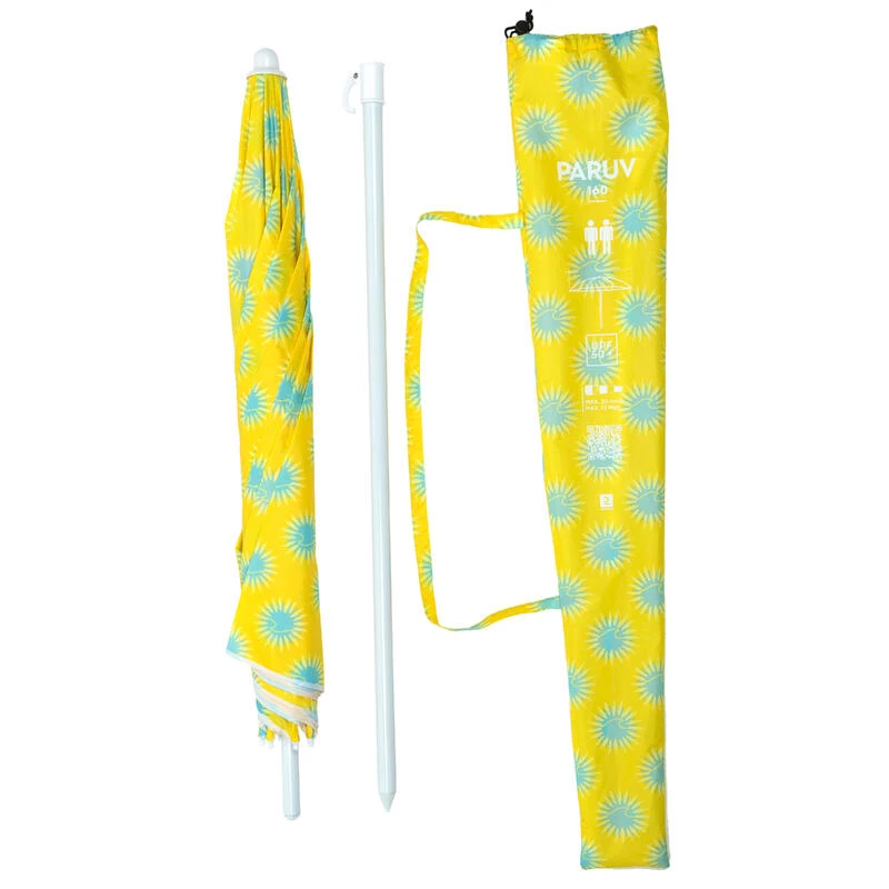 Decathlon PARASOL DE PLAGE PARUV 160 UPF 50+ 2 PLACES - IMPRIMÉ JAUNE 8 Decathlon PARASOL DE PLAGE PARUV 160 UPF 50+ 2 PLACES - IMPRIMÉ JAUNE – Image 6