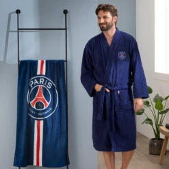 Peignoir De Bain Adulte 100% Coton Football Paris - Ruban -Magasin De Matériel De Surf peignoir de bain adulte 100 coton football paris ruban 2