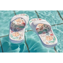 Sandale Claquette Piscine Enfant SLAP 500 PRINT Dino Blanc -Magasin De Matériel De Surf sandale claquette piscine enfant slap 500 print dino blanc 3