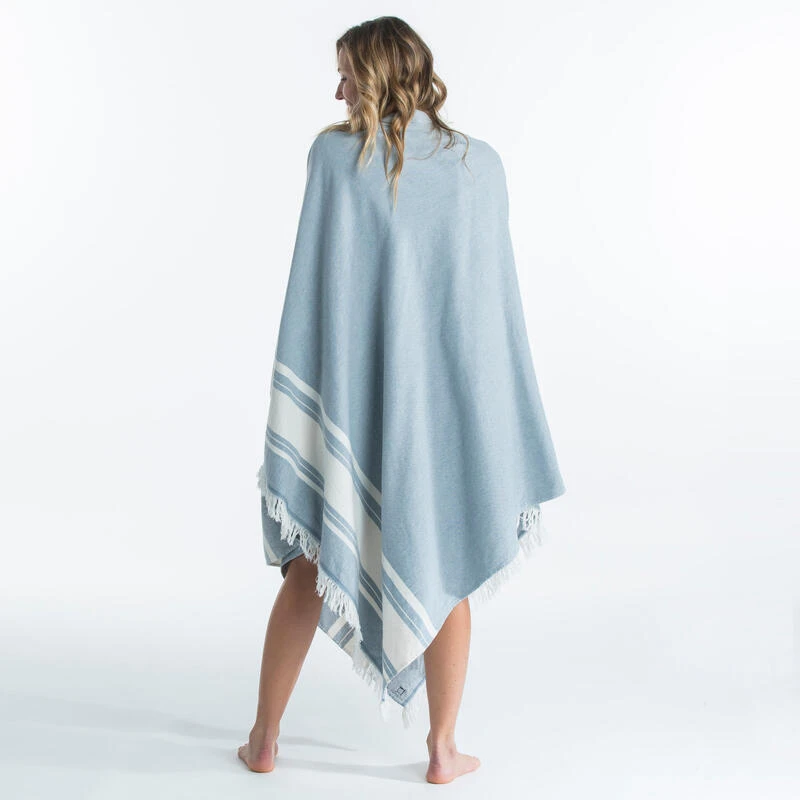 Serviette De Plage Poncho 190 X 190 Cm - Gris Bleu 5 Serviette De Plage Poncho 190 X 190 Cm - Gris Bleu – Image 3
