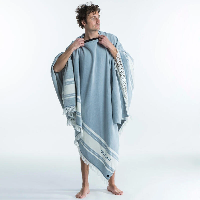 Serviette De Plage Poncho 190 X 190 Cm - Gris Bleu 6 Serviette De Plage Poncho 190 X 190 Cm - Gris Bleu – Image 4