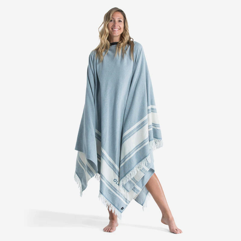 Serviette De Plage Poncho 190 X 190 Cm - Gris Bleu 3 Serviette De Plage Poncho 190 X 190 Cm - Gris Bleu