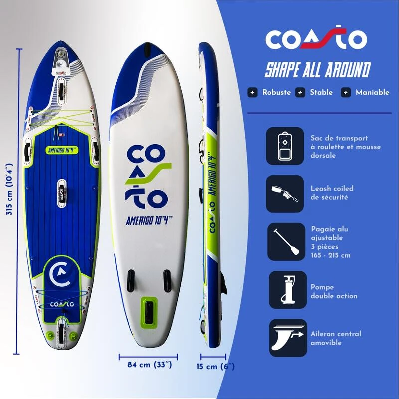 Stand Up Paddle Gonflable AllRound Amerigo Dropstitch TTS 315x84x15cm 10'4x33x6" 4 Stand Up Paddle Gonflable AllRound Amerigo Dropstitch TTS 315x84x15cm 10'4x33x6" – Image 2