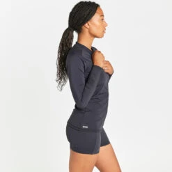 Tee Shirt Anti Uv Manches Longues Full Zip Femme - 500 Orane Noir -Magasin De Matériel De Surf tee shirt anti uv manches longues full zip femme 500 orane noir 2