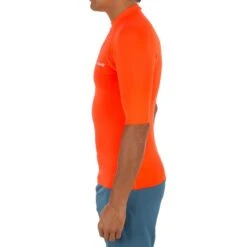Tee Shirt Anti Uv Surf Top 100 Manches Courtes Homme Orange Fluo -Magasin De Matériel De Surf tee shirt anti uv surf top 100 manches courtes homme orange fluo 1